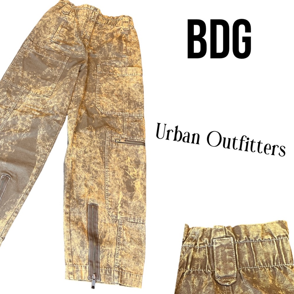 BDG Unisex Urban Outfitters High Waist Acid Washed Orange Baggy Zipper Pants S